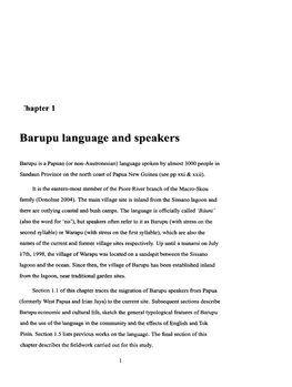 Hapter 1 Barupu Language and Speakers