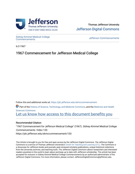 1967 Commencement for Jefferson Medical College