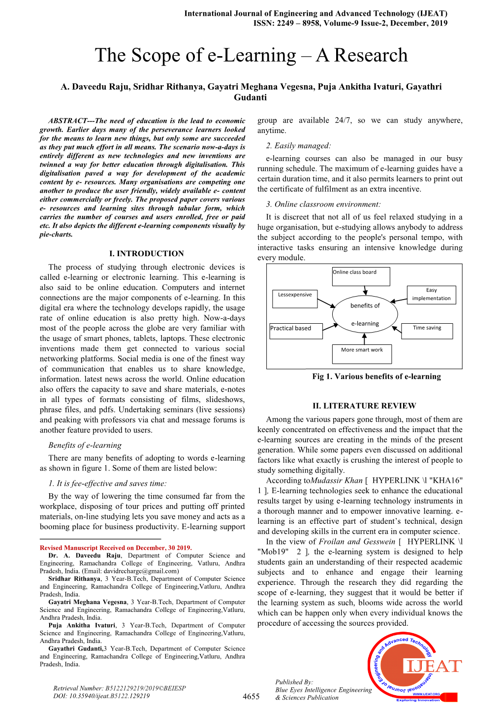 The Scope of E-Learning – a Research