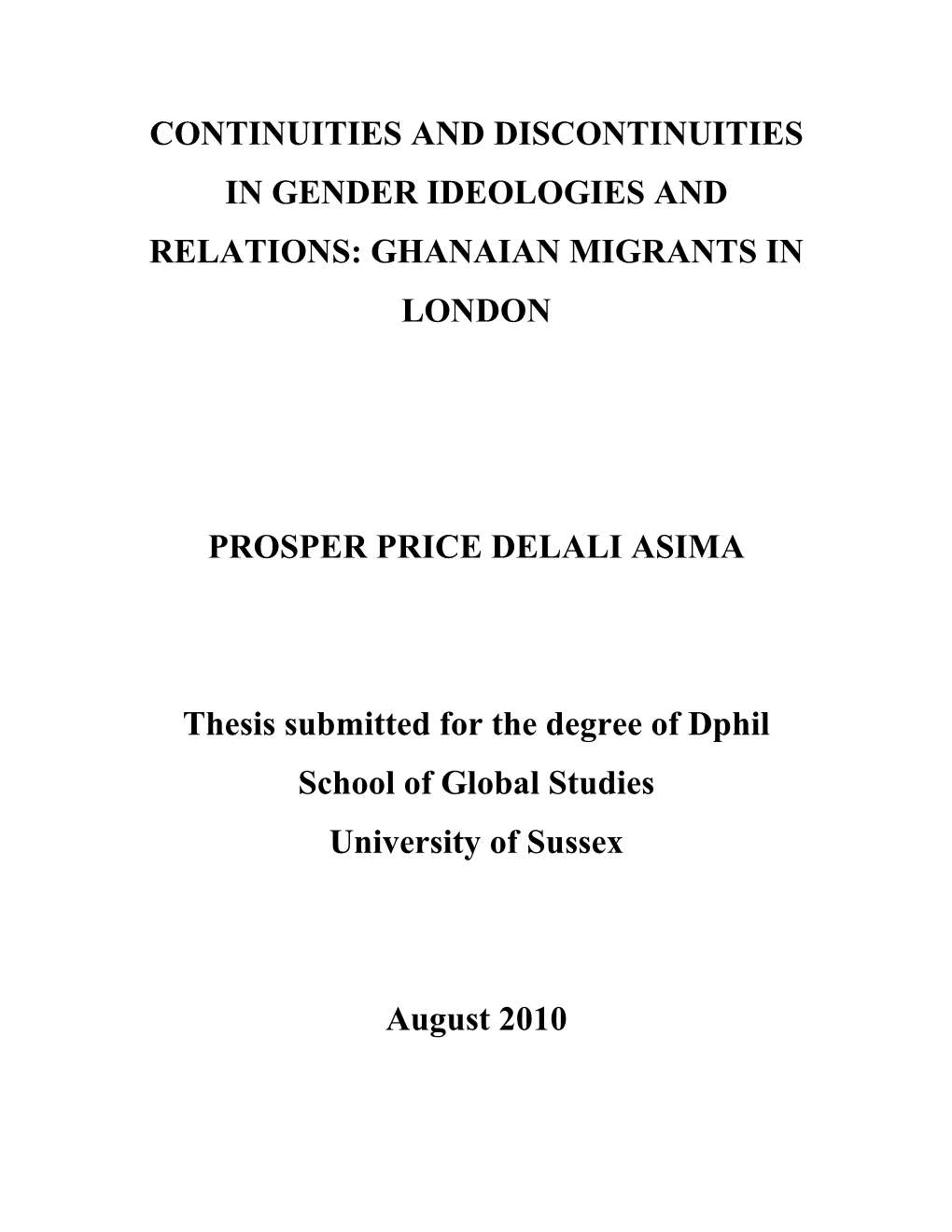 Ghanaian Migrants in London Prosper Price Delali Asima