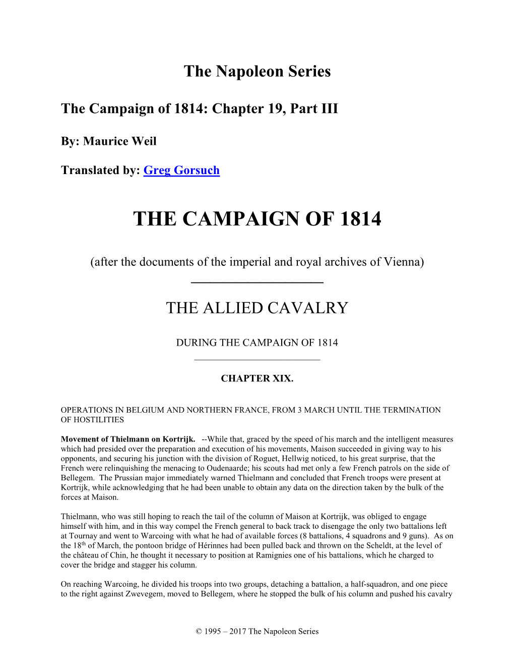 The Campaign of 1814: Chapter 19, Part III