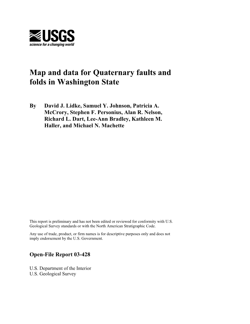 Map and Data for Quaternary Faults and Folds in Oregon: U.S