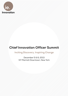 Chief Innovation Officer Summit Inciting Discovery, Inspiring Change