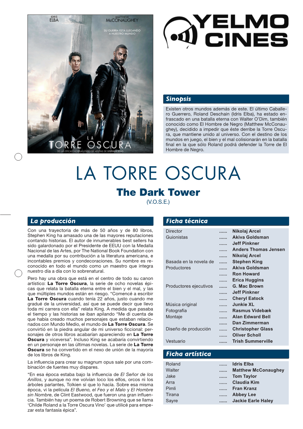 LA TORRE OSCURA the Dark Tower (V.O.S.E.)