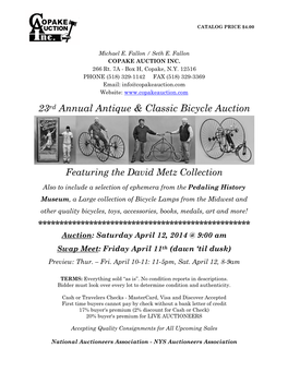 23Rd Annual Antique & Classic Bicycle Auction