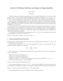 Boolean Functions and Degree of Approximation