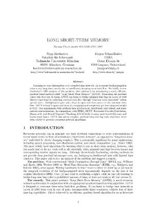 Long Short-Term Memory 1 Introduction