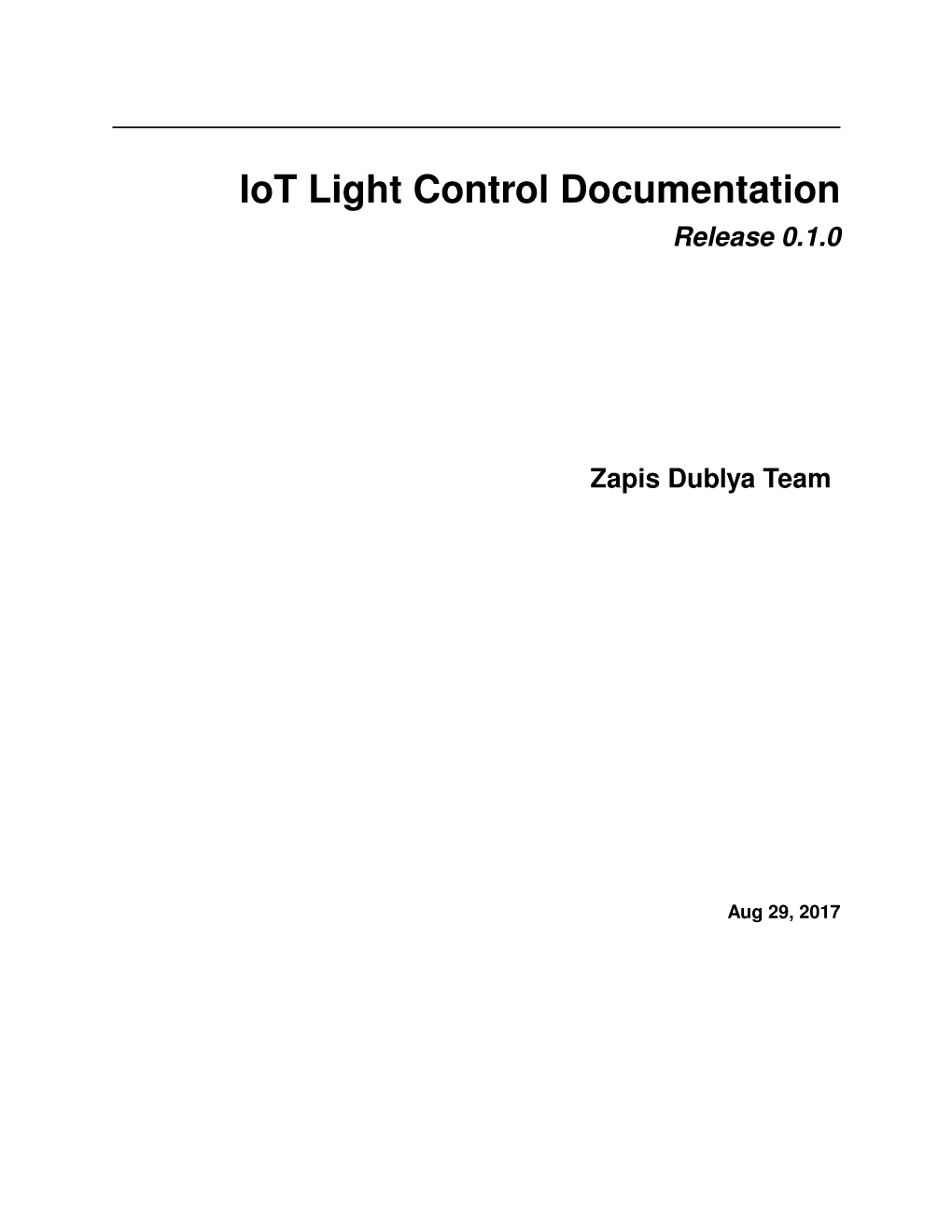 Iot Light Control Documentation Release 0.1.0