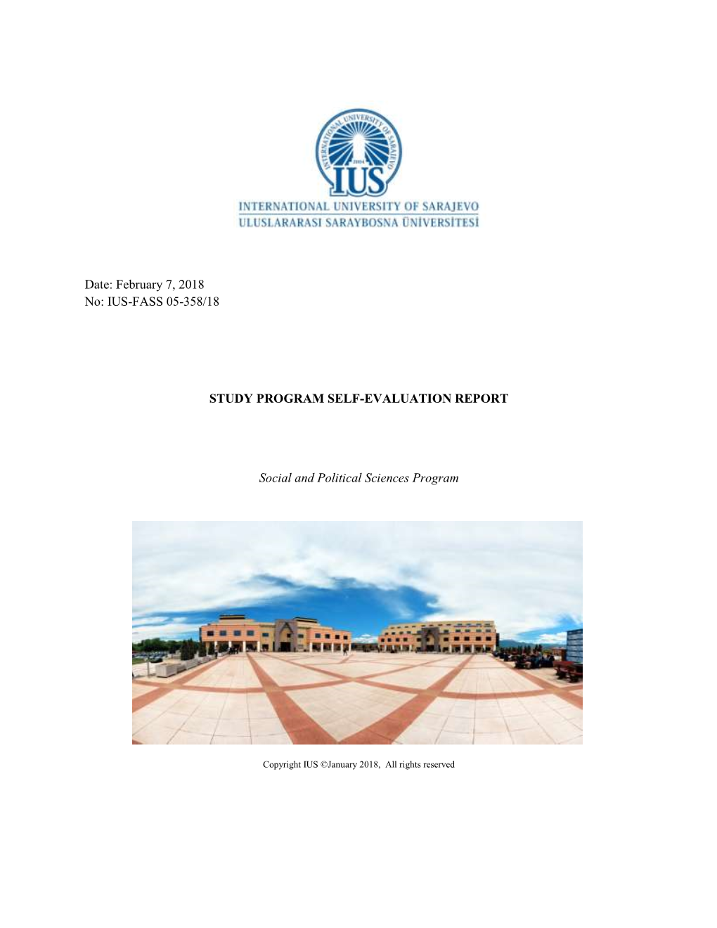 Appendix 11 Self-Evaluation Report for Study Program Social and Political Sciences