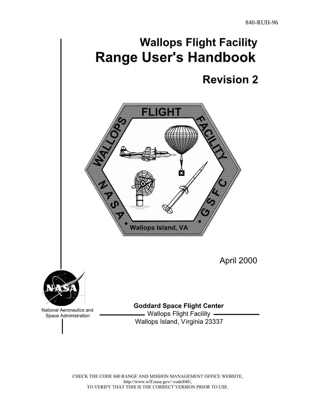 Wallops Flight Facility Range User's Handbook Revision 2