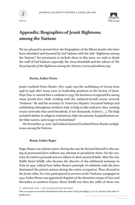 Biographies of Jesuit Righteous Among the Nations