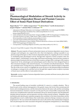 Pharmacological Modulation of Steroid Activity in Hormone-Dependent Breast and Prostate Cancers: Eﬀect of Some Plant Extract Derivatives
