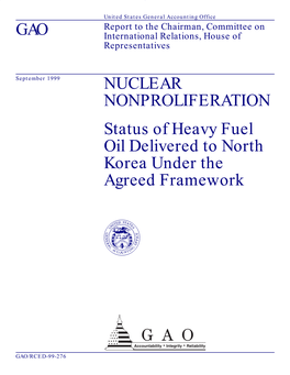 Status of Heavy Fuel Oil Delivered to North Korea Under the Agreed Framework