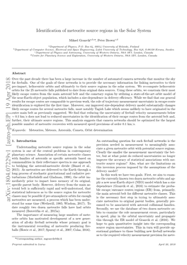 Identification of Meteorite Source Regions in the Solar System