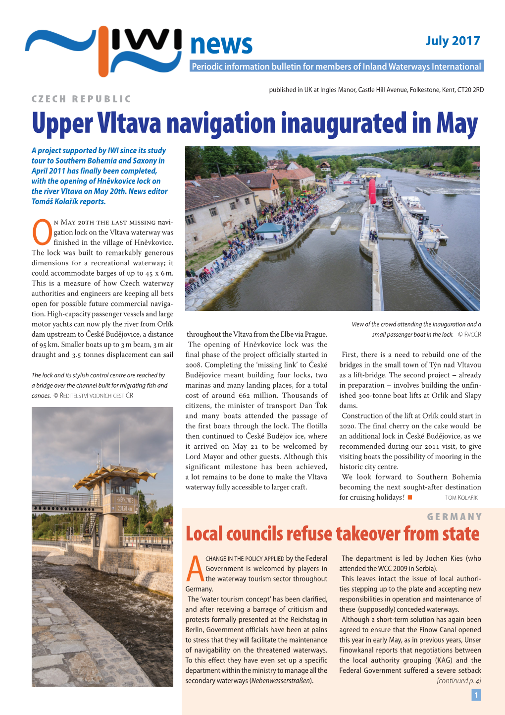 Upper Vltava Navigation Inaugurated In