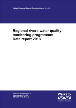 Regional Rivers Water Quality Monitoring Programme: Data Report 2013