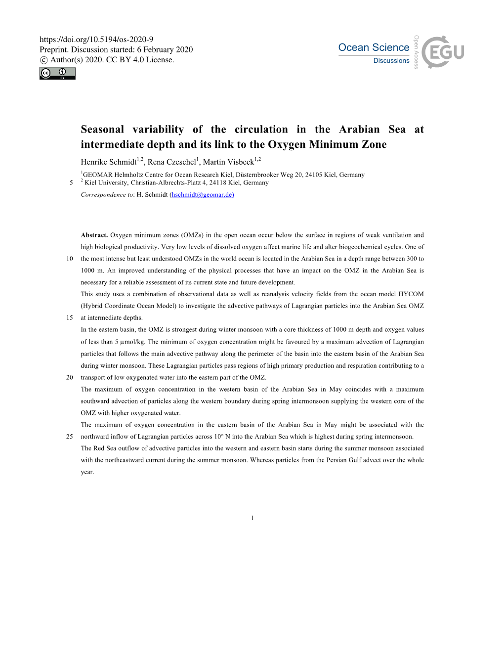 Seasonal Variability of the Circulation in the Arabian Sea