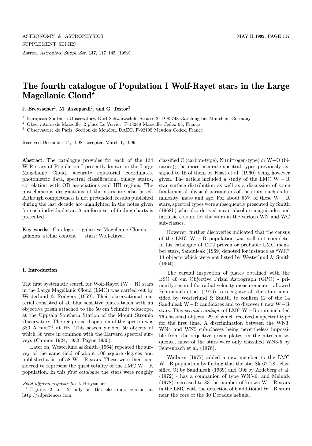 The Fourth Catalogue of Population I Wolf-Rayet Stars in the Large Magellanic Cloud?