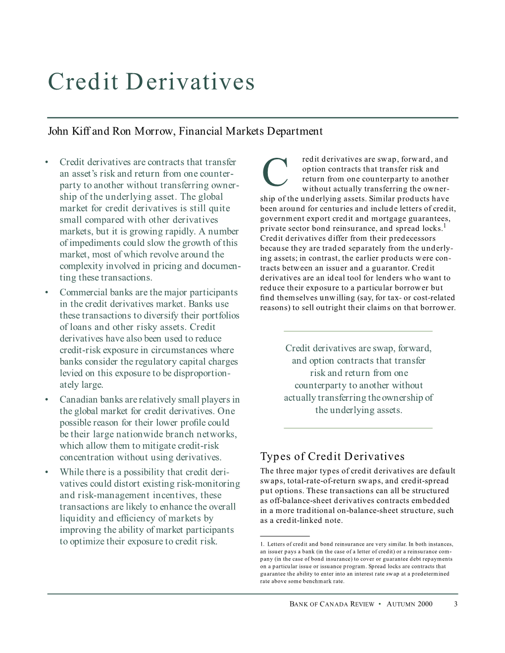 Credit Derivatives