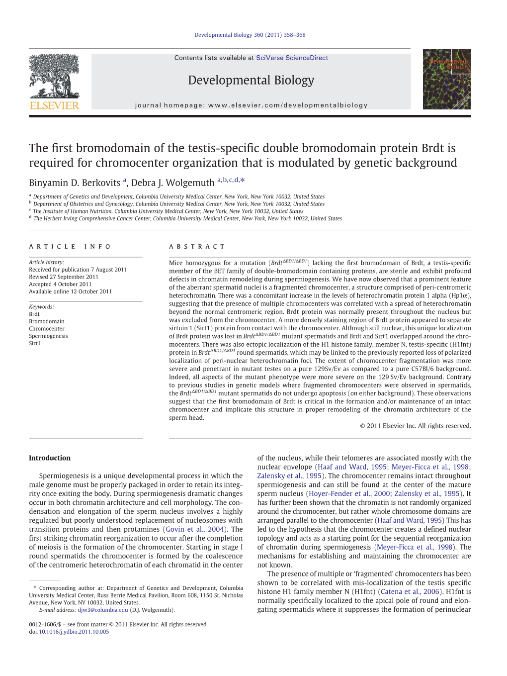 The First Bromodomain of the Testis-Specific Double Bromodomain