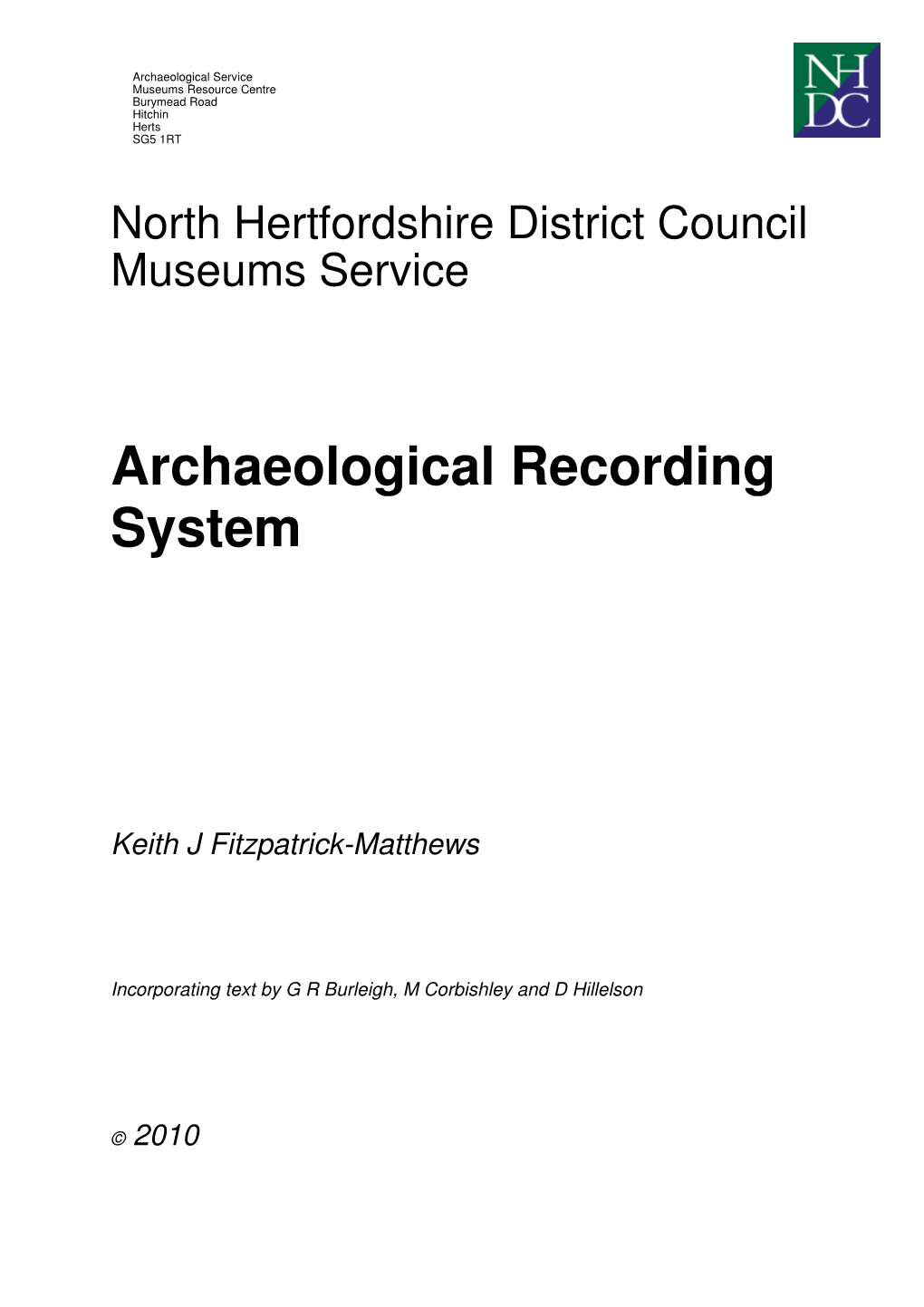 Archaeological Recording System