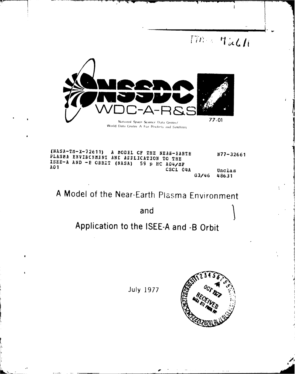 A Model of the Near-Earth P!Ssma Environment and I Application To