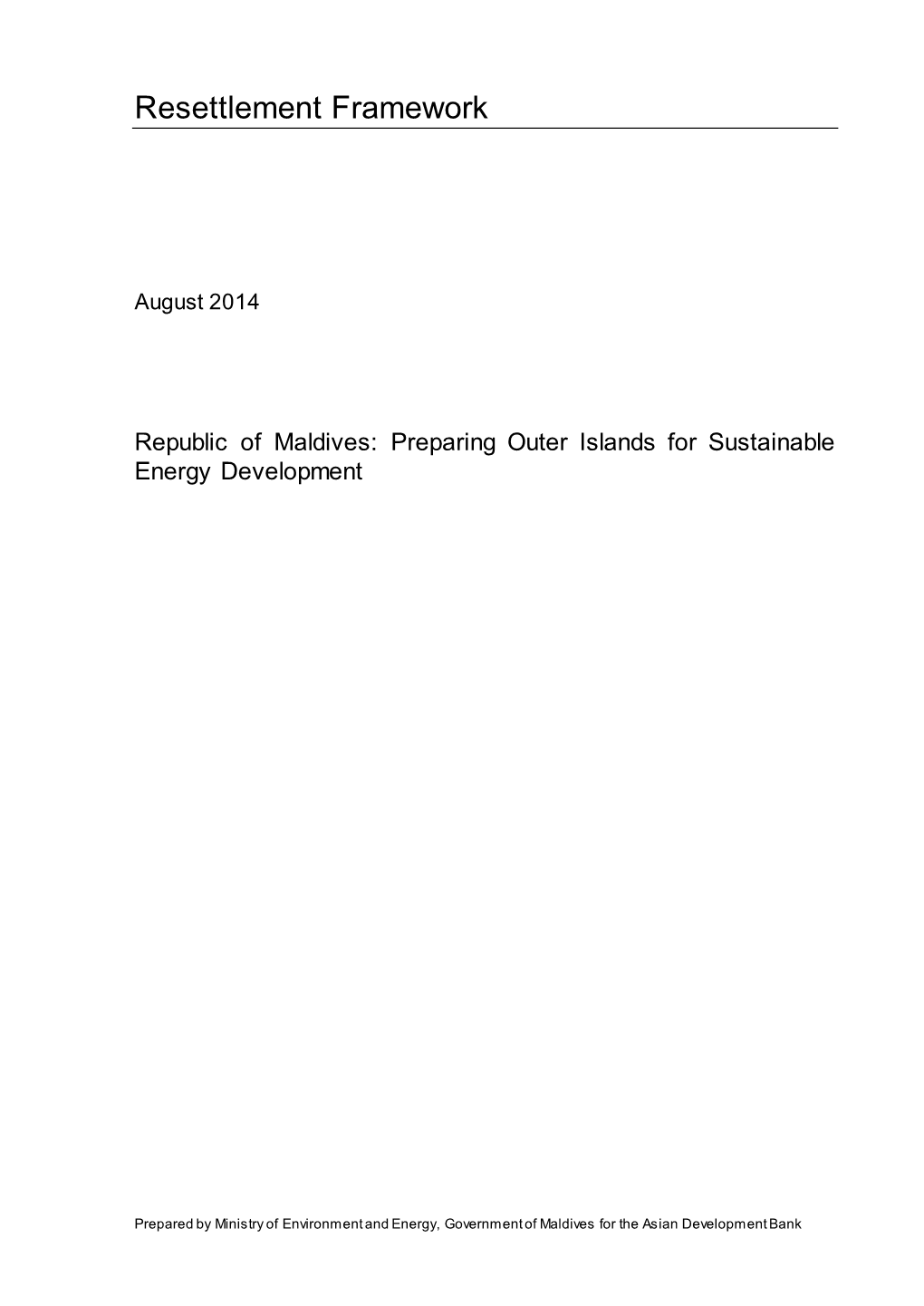 Resettlement Framework