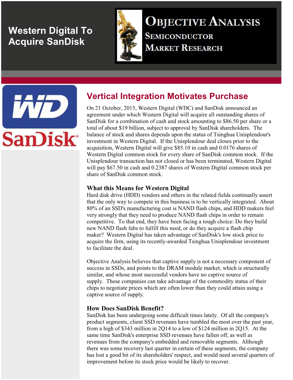 Western Digital to Acquire Sandisk