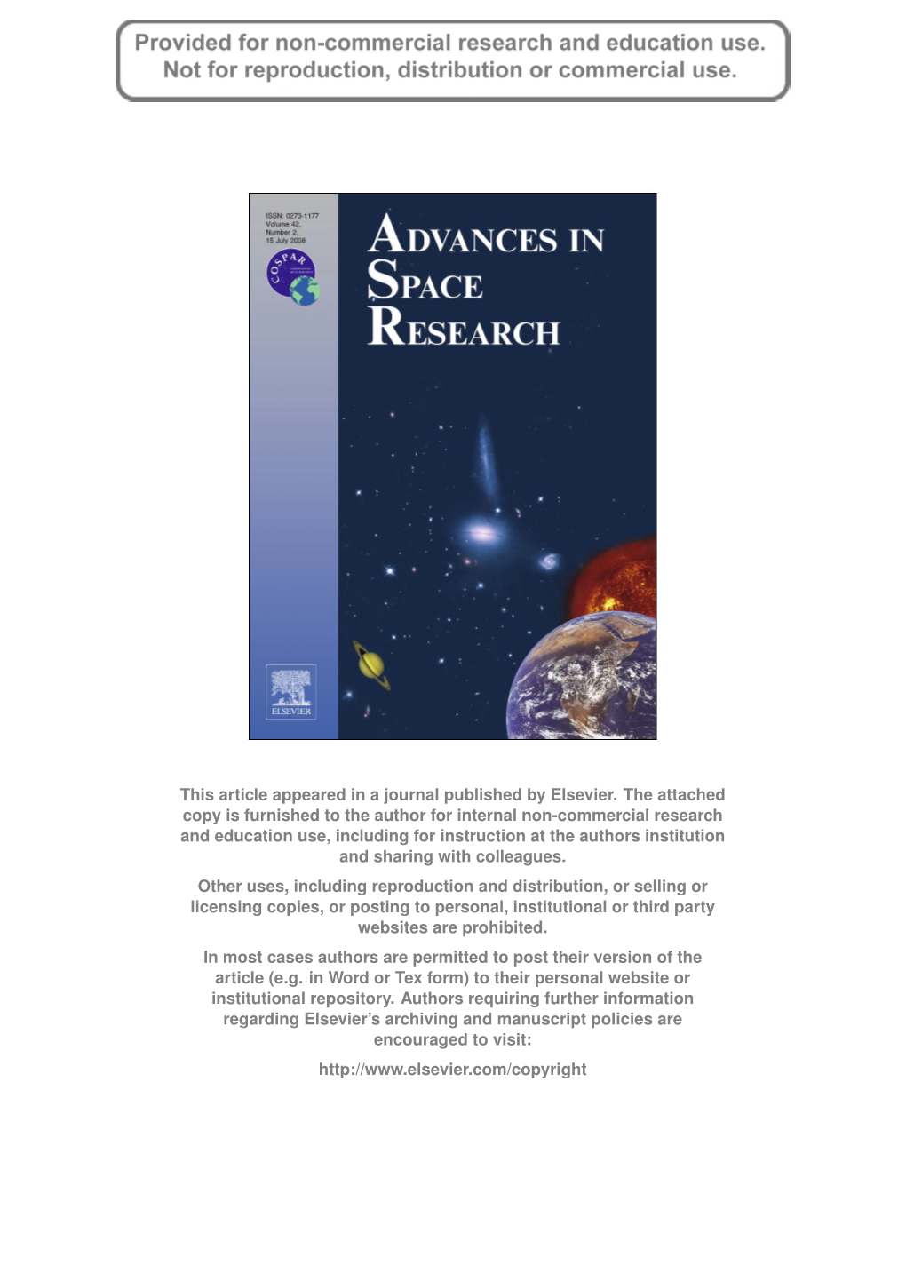 Advances in Space Research 42 (2008) 248–258