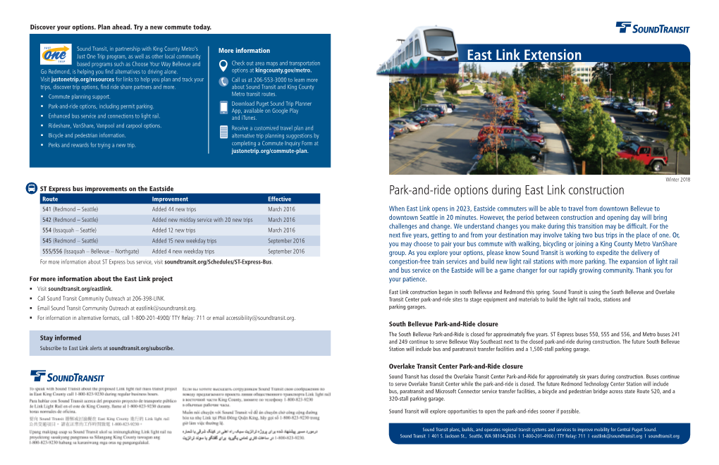 Park-And-Ride Options During East Link Construction