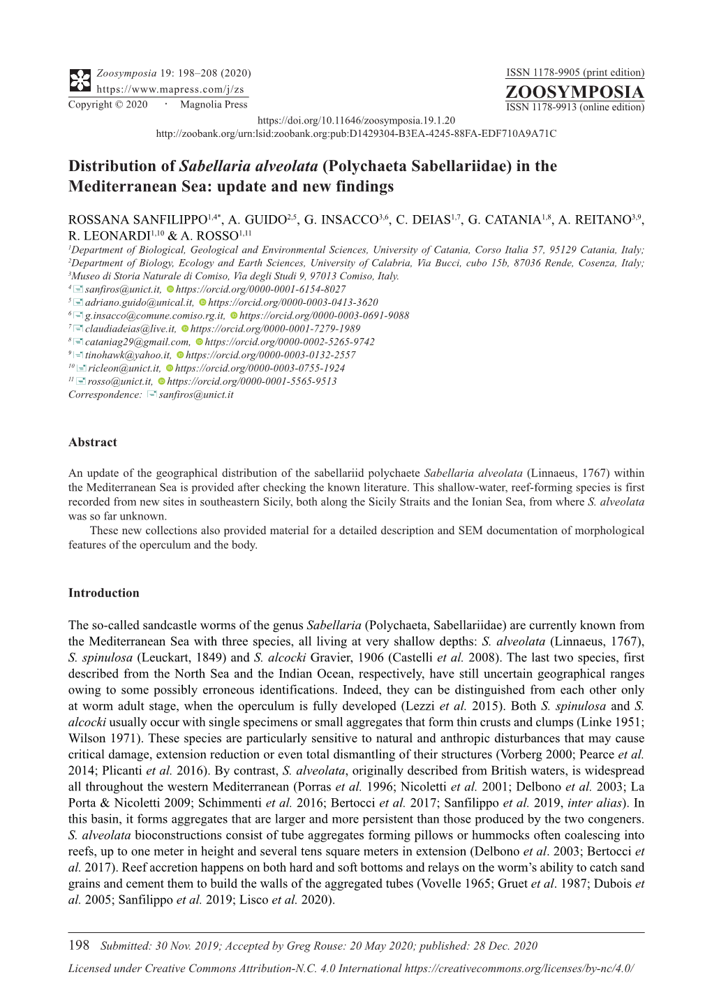 Distribution of Sabellaria Alveolata (Polychaeta Sabellariidae) in the Mediterranean Sea: Update and New Findings