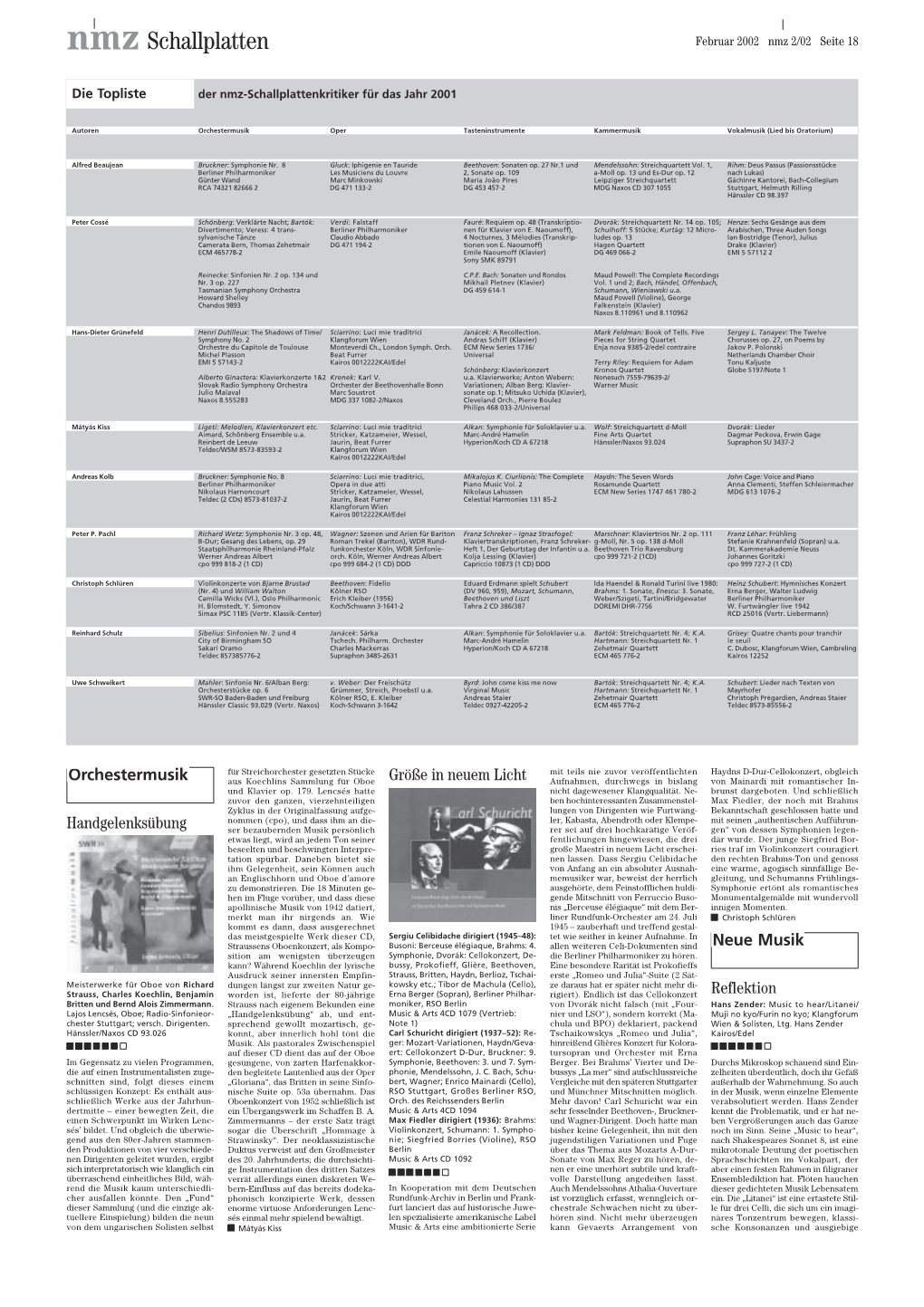 Schallplatten Februar 2002 Nmz 2/02 Seite 18