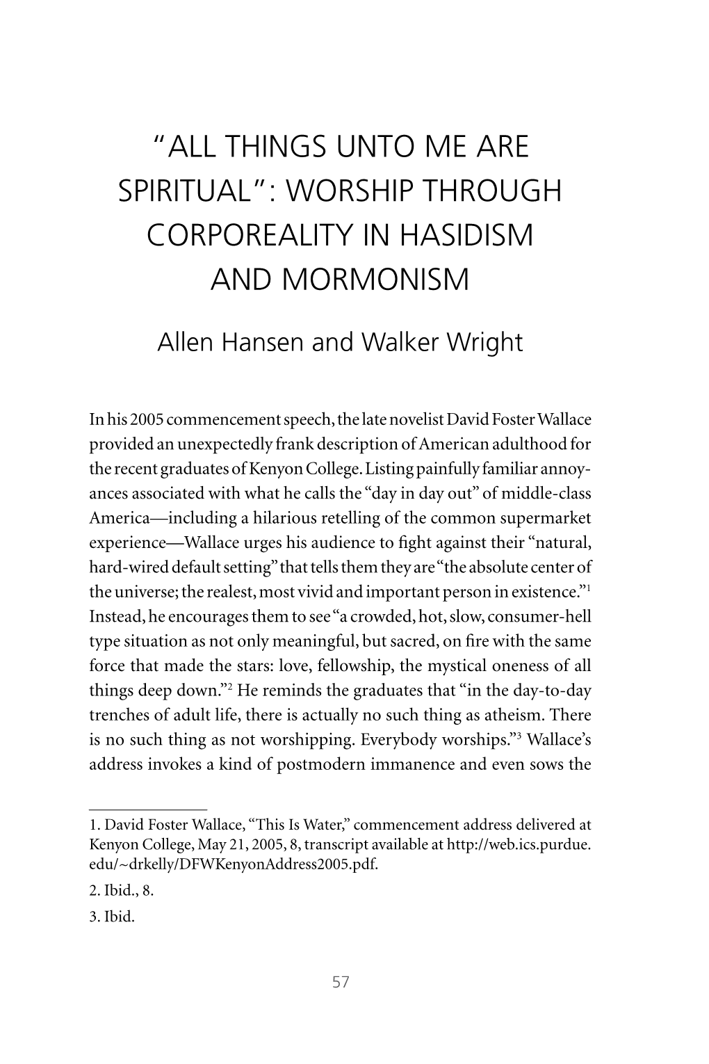 Things Unto Me Are Spiritual”: Worship Through Corporeality in Hasidism and Mormonism