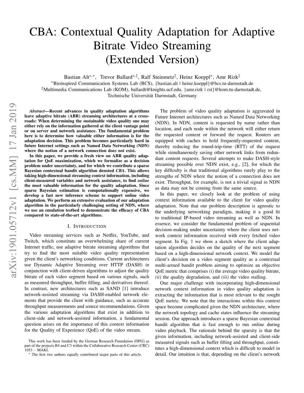 CBA: Contextual Quality Adaptation for Adaptive Bitrate Video Streaming (Extended Version)