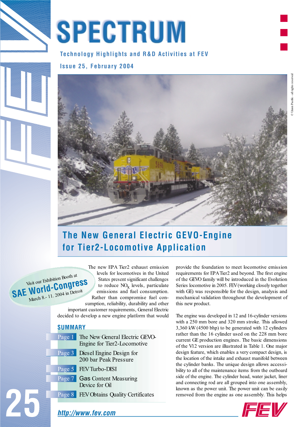 Page 1 the New General Electric GEVO- Engine for Tier2-Locomotive