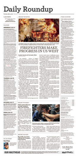 Firefighters Make Progress in Us West