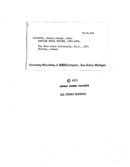 VIOLETTE, Aurele Joseph, 1941- RUSSIAN NAVAL REFORM, 1855-1870. the Ohio State U Niversity, Ph.D., 1971 H Istory, Modern