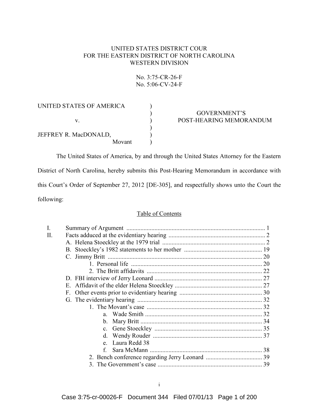 United States District Cour for the Eastern District of North Carolina Western Division