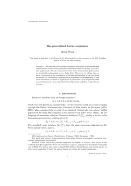 On Generalized Lucas Sequences