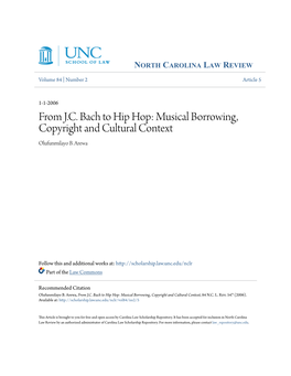 From J.C. Bach to Hip Hop: Musical Borrowing, Copyright and Cultural Context Olufunmilayo B