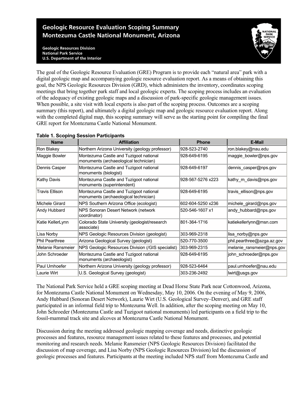 Montezuma Castle National Monument Geologic Resource