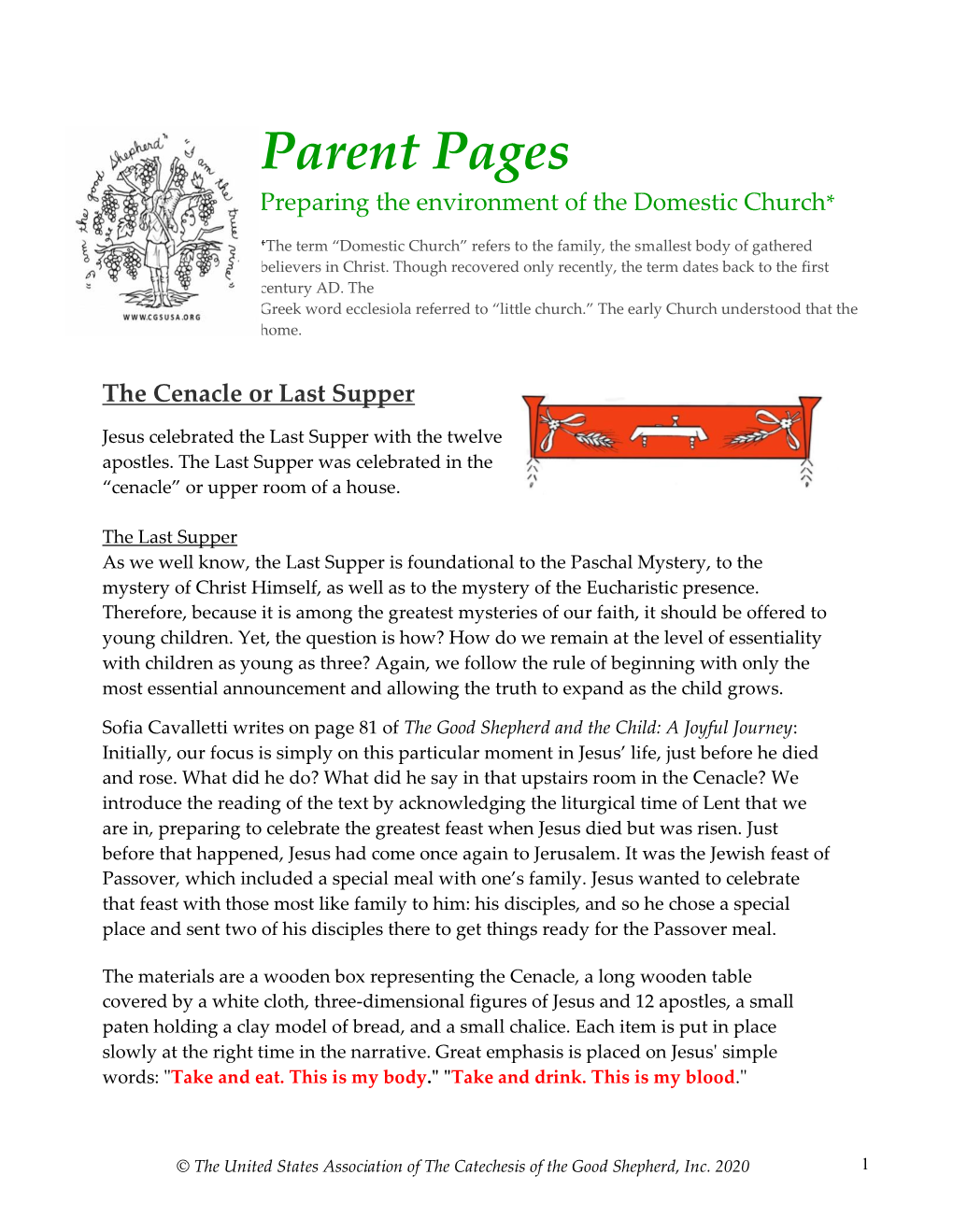 Parent Pages Preparing the Environment of the Domestic Church*