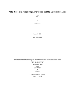 “The Blood of a King Brings Joy:” Blood and the Execution of Louis