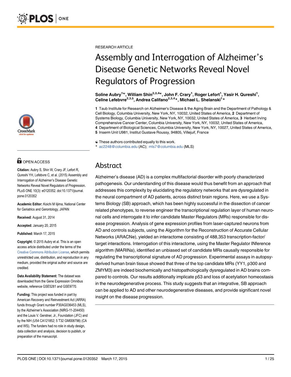 Assembly and Interrogation of Alzheimer's Disease Genetic