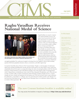 Raghu Varadhan Receives National Medal of Science