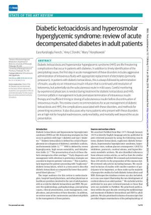 Diabetic Ketoacidosis and Hyperosmolar BMJ: First Published As 10.1136/Bmj.L1114 on 29 May 2019