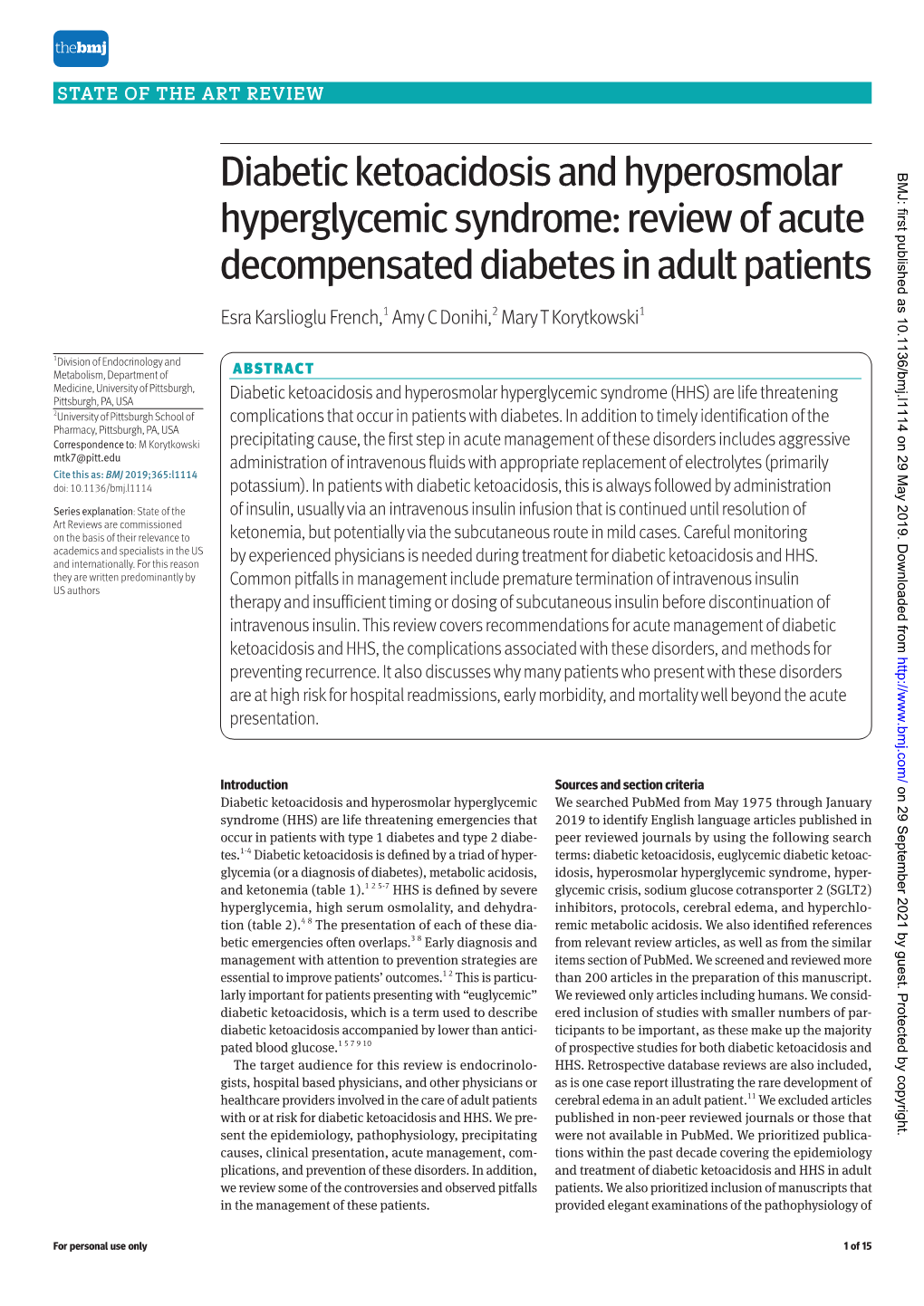 Diabetic Ketoacidosis And Hyperosmolar BMJ: First Published As 10.1136 ...