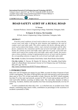 Road Safety Audit of a Rural Road