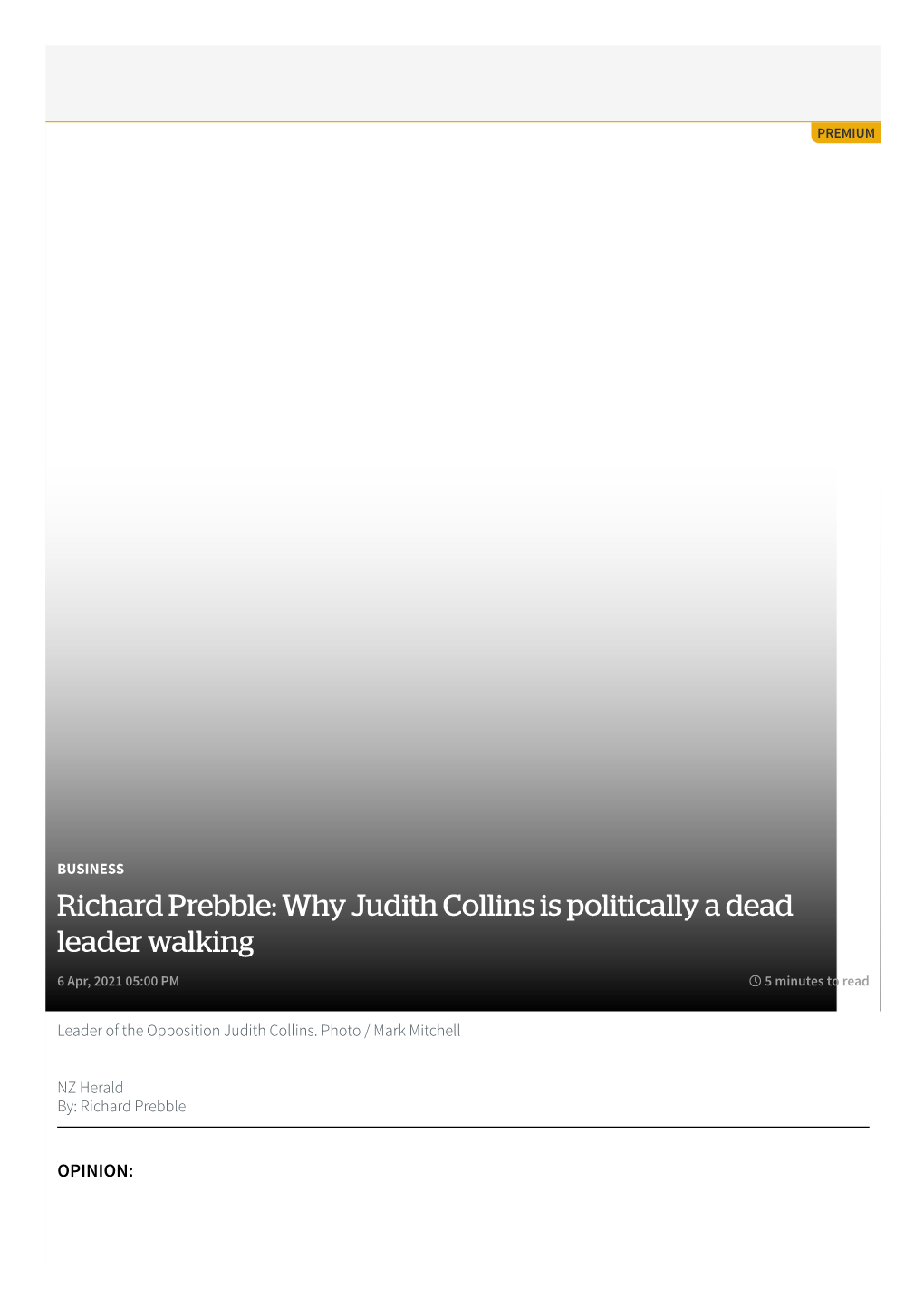 Richard Prebble: Why Judith Collins Is Politically a Dead Leader Walking