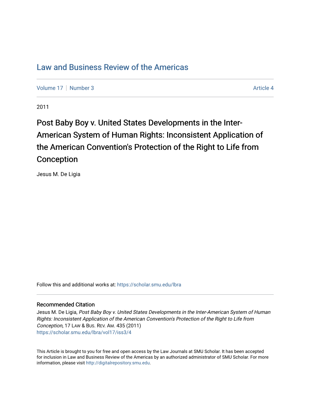 Post Baby Boy V. United States Developments in the Inter-American